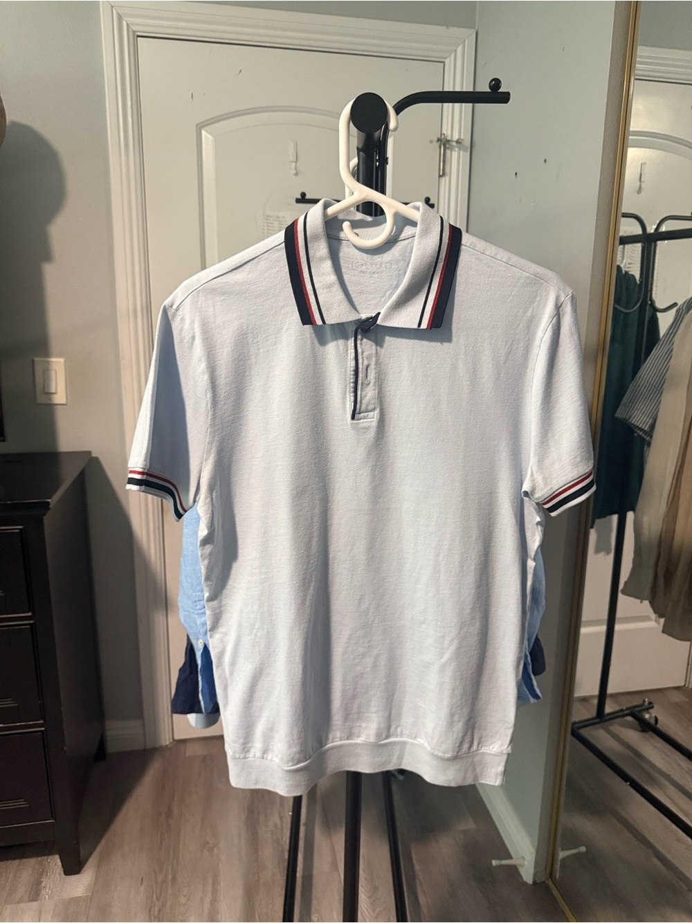Gucci Light Blue Polo with Red-Trim Collar